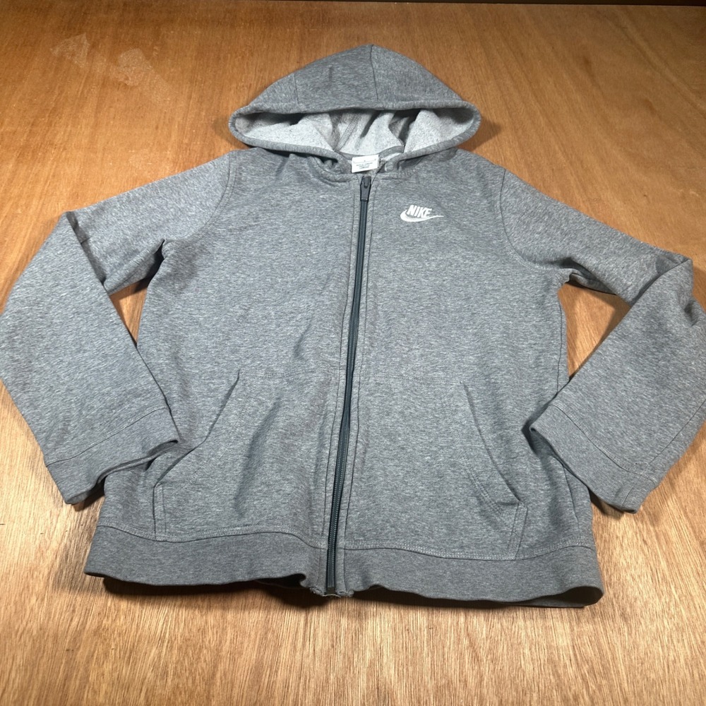 Nike Full Zip Hoodie Womens L Gray BV3699-091 Fleece Sportswear Casual Jacket
